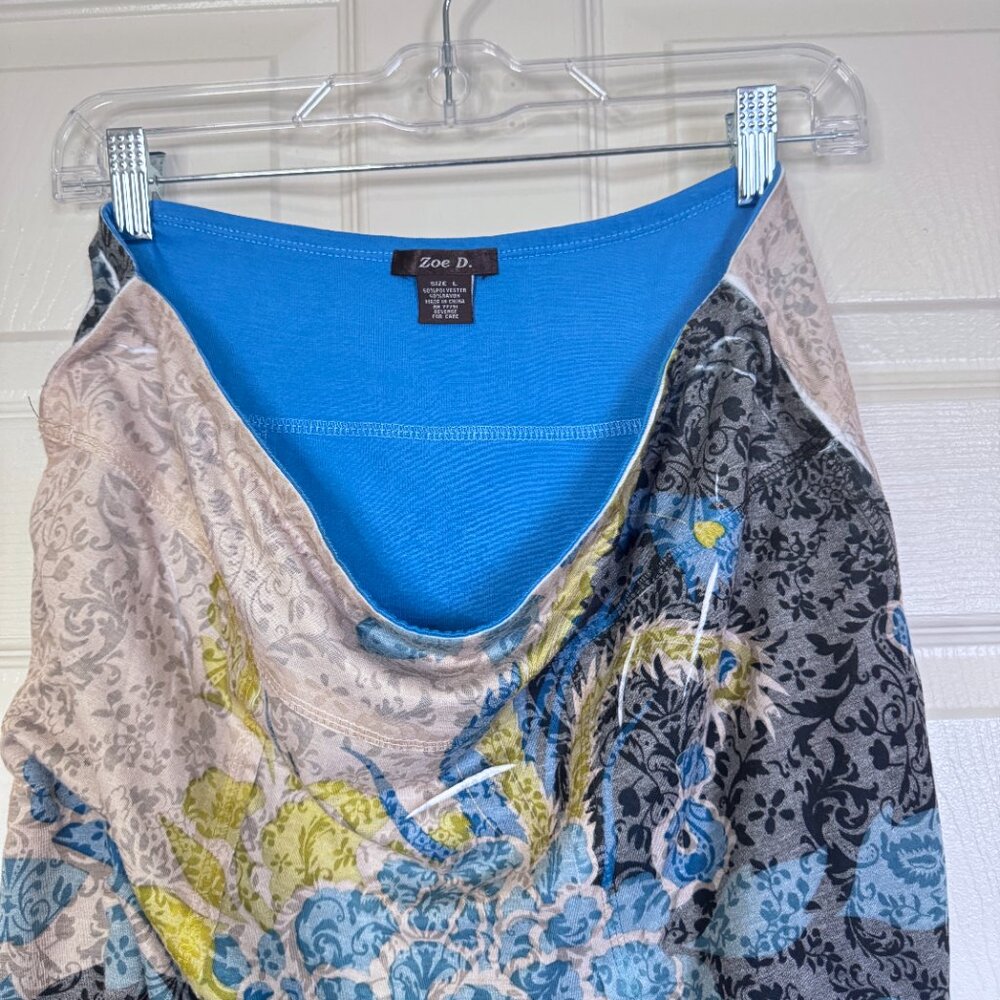 VTG Bohemian Floral Skirt Zoe D L Blue Green Paisley Free Spirit - Picture 7 of 7